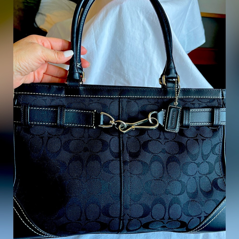 Coach Black Signature Tote Bag